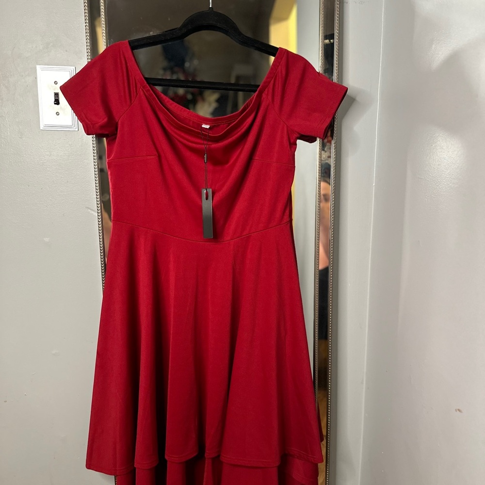 Plus sized Red Off the Shoulder Dress